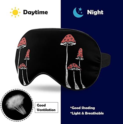 Цртани печурки Смешна спиење маска за очи мека капа за очи со прилагодлива лента за ноќни очила за мажи жени