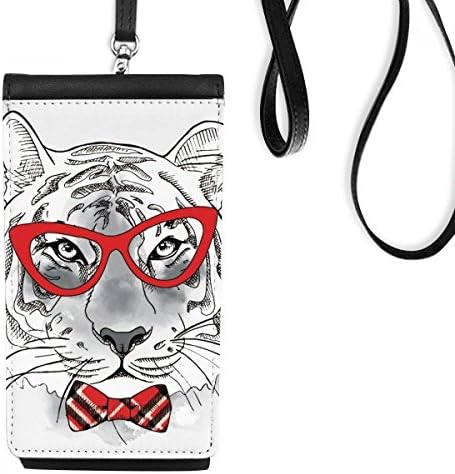 Очила тигар убав животински телефонски паричник чанта што виси мобилна торбичка црн џеб