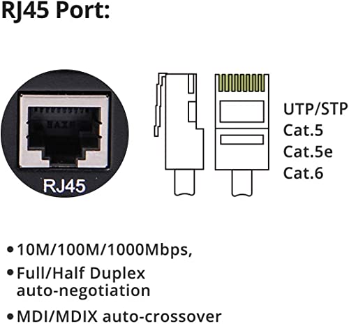 [2-Pack] Конвертор на медиуми со единечен режим Gigabit Fiber, SMF Fiber во Ethernet, 10/1 100/1000Mbps RJ45 порта до Duplex SC