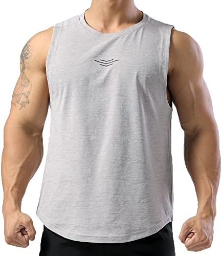 Ychnaim Машки резервоар за вежбање без ракави, маички за салата за салата за фитнес за фитнес боди -билдинг