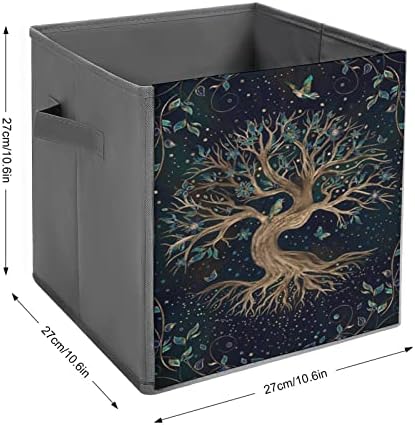 Дрво на животот yggdrasil склопувачки канти за складирање коцки организатор трендовски кутии за складирање на ткаенини вметнува фиоки за коцка