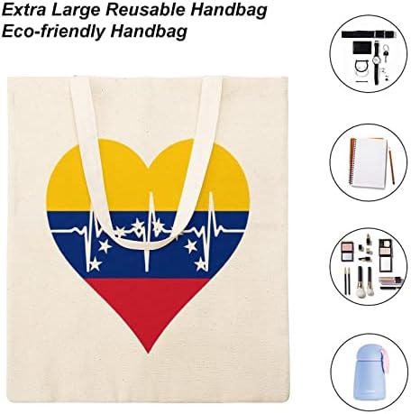 Loveубов Венецуела чукање на срцето платно тота торба за еднократна употреба на намирници торба за рамо за рамената за канцелариски патувања