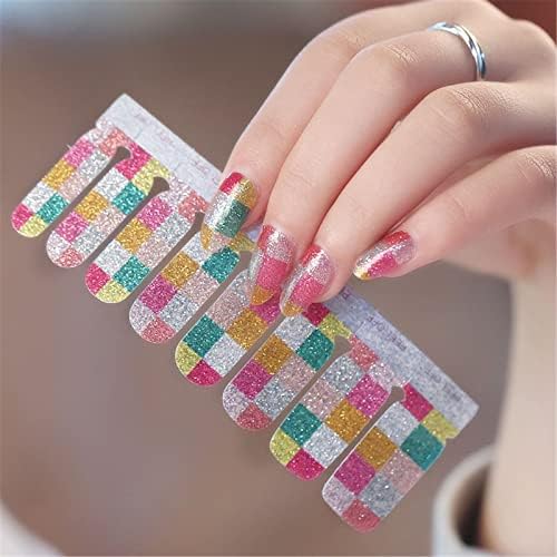 Нокти на прсти целосни налепници за само-аезирање во боја сјајни градиентски деклариски полски поставува девојки за жени ленти обвивки за