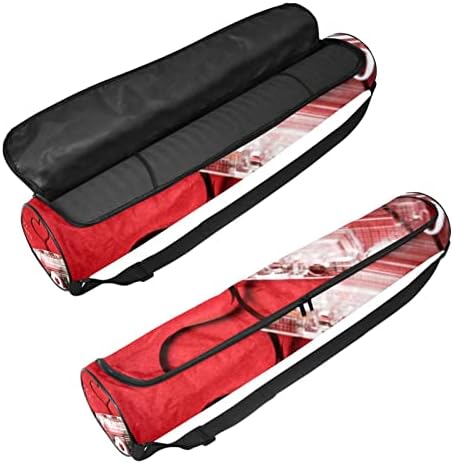 Торба за носач на јога мат со каиш на рамо црвена, u голема 6,7 x33.9in/17x 86 cm јога мат торба за салата торба за плажа торба