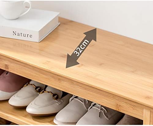 Yyshoe rack Промена на клупа за чевли Бамбус Бамбус двоен слој Домаќинства со седишта за чевли за менување на кабинетот за чевли