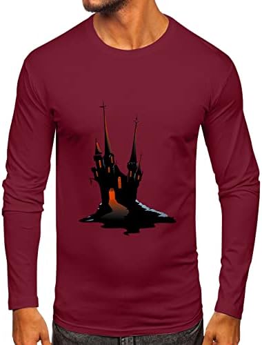 2022 Мажи за Ноќта на вештерките Обичен есенски зимски долг ракав О вратот кошула печатена маичка со маички врвни кошули мал џеб