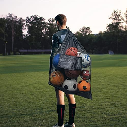 Yagwinga преголема решетка со мешки за мешки, спортска топка торба, мрежна торба, фудбалска торба, тешка тава за торбички, спортски спорт за