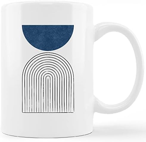 Кунлиса Бохо чаша чаша, апстрактна лак рамнотежа сина средна век модерна уметничка керамичка кригла-11oz кафе млеко чај чаша чаша чаша, боемски декор за дома, подароц