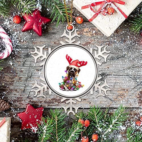 Црвен ирвас Антлер светло куче Божиќни украси Среќни Божиќни кученца празник подарок метална снегулка Божиќно дрво украс Среќен