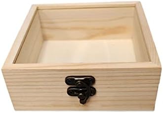 Ицерцц Декоративни Кутии Изработени Од Дрво, Недовршена Дрвена Кутија За Прикажување Со Стаклен Капак Со Шарки