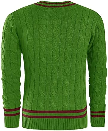Dudubaby Mens грда џемпер пролет и есенски џемпер со долг ракав, шарена џемпер
