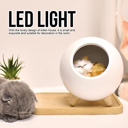 FDIT USB Полнење Ноќна Светлина Мачка Куќа Светилка Симпатична Писе Малку Домашно Милениче Куќа Атмосфера Мачка Светлина Соба