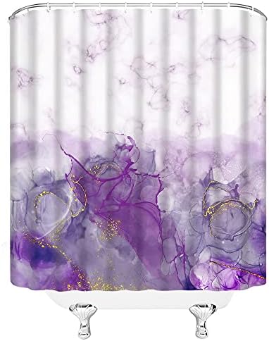 Виолетова Мермерна Завеса За Туширање Апстрактна Виолетова Бела Мермерна Текстура Модерна Испукана Линија Омбре Ткаенина Омбре