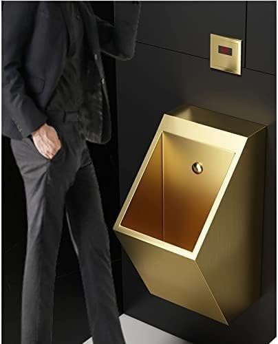 Уринарниот тоалет за бања за машки санитарни производи, уринарна 304 не'рѓосувачки челик, автоматски монтиран од златен wallид, со високо-ефикасен