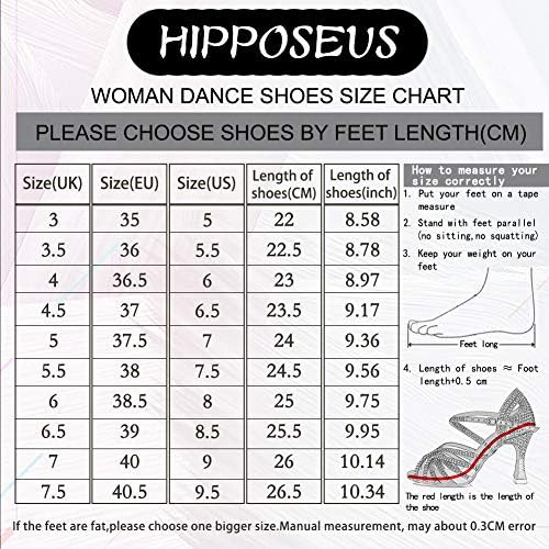 Hipposeus жени латински танцувачки чевли отворени пети салса салса перформанси Sude Suede единствено, модел WH-QB
