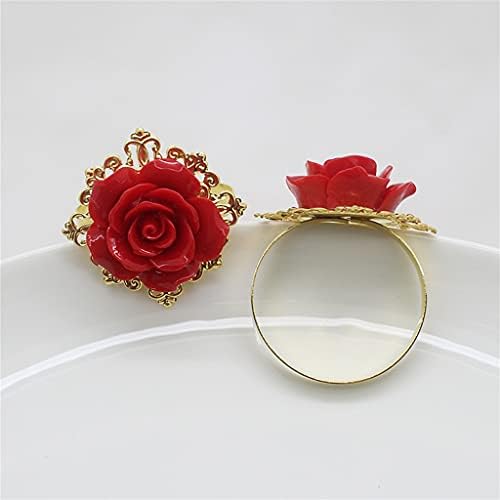 XJJZS 6 парчиња метална салфетка прстен роза украс за украсување свадба банкет за декорација на табела (боја: а, големина