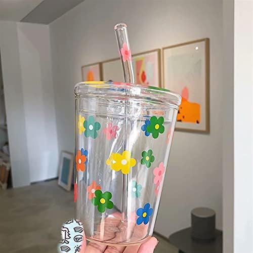 Бауза чаши од слама вода со слама стаклени чаши цветна чаша за пијалоци со прашина за пиење чаша кујна додатоци