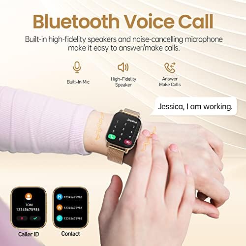 Паметен часовник за жени, joombonpia 1.85''hd LCD Bluetooth Smartwatch за Android и iOS телефони IPX8 водоотпорен фитнес тракер