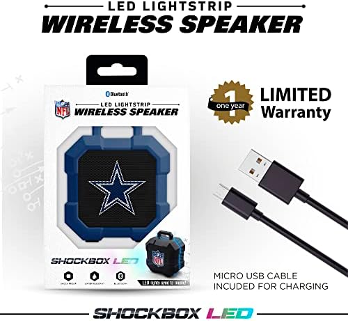 SOAR NFL Shockbox LED Безжичен Bluetooth Звучник-ОТПОРЕН На Вода IPX4, 5.0 Bluetooth Со Повеќе Од 5 Часа Време На Игра-Мал