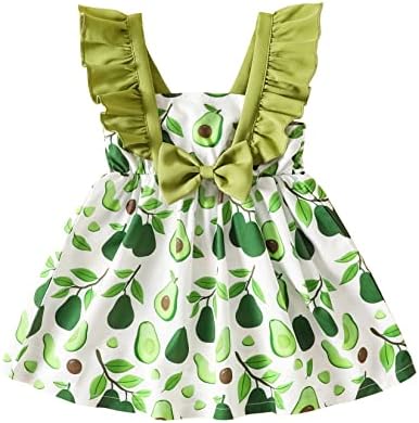 Пурору дете за новороденчиња за новороденчиња летен фустан авокадо/лубеница печатени фустани без грб.