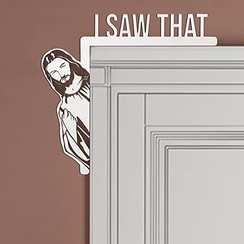 Рамка за креативна врата - Видов дека Исус се потпишува, видов дека Исус врата седне декорација за христијанска врата од вратата на вратата