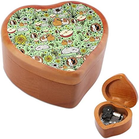 Дива заморчиња Гроздобер дрвена часовничка музичка кутија во облик на срцева кутија подароци за семејни пријатели на lубовници