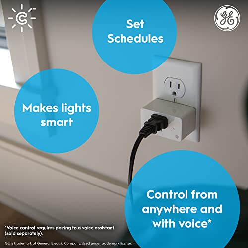 GE осветлување Cync Затворен паметен приклучок, Bluetooth и Wi-Fi Smart Outlet Socket, работи со Alexa и Google Home, излез за