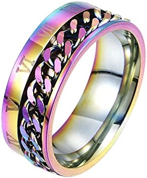 Women'sенски прстени Womenенски прстен моден превоз на накит Машки титаниум челик ротирачки римски ланец прстен доминантен прстен
