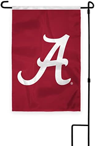 Алабама Универзитетот Кримсон Плима Скрипта Логото Градина Знамиња - 12х18 Инчен Двострани Печатени 200д Најлон со 12 Најлон