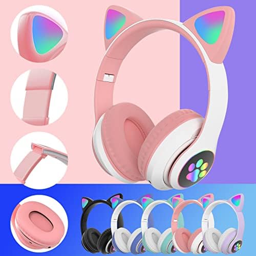 Y68v80 Безжични Слушалки За Уши За Мачки Bluetooth 5 0 Безжични Слушалки За Уши За Мачки Предводени Од Светлосни Слушалки W / Mic Подарок