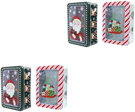 Јардве 4 Парчиња Божиќна Лимена Кутија Контејнери За Колачиња За Подароци За Подароци Божиќна Калај Кутија За Подароци Божиќна