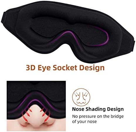 3Д контурирана маска за спиење за жени мажи, ефикасна светлина блокирајќи ја маската за очи, спиење мека ноќно слепило со прилагодлива
