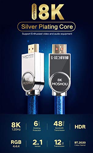 SIKAI 8K ТВ HDMI Кабел Ултра Голема Брзина HDMI 2.1 Кабел Поддршка 8K@60Hz, 4K@120hz, 48Gbps-Ethernet, eARC, Dolby Atmos Vision