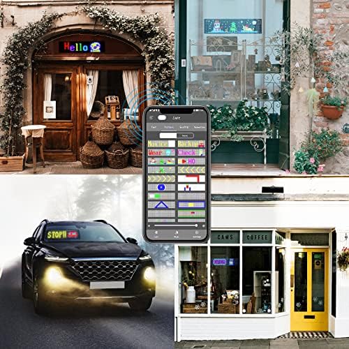 Led Знак За Лизгање За Автомобил, FEYTMO РЕКЛАМИРАЊЕ LED Знак, Флексибилен RGB LED Дисплеј, Програмабилен, Bluetooth АПЛИКАЦИЈА, Diy
