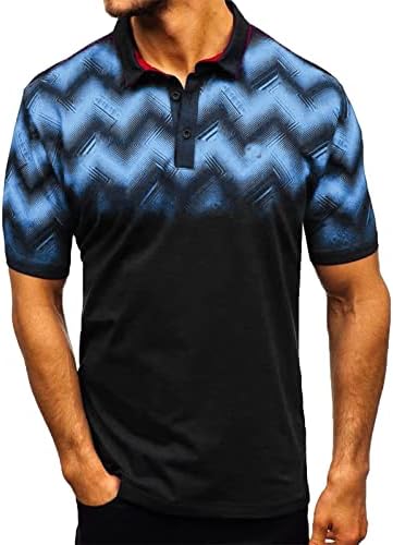 HDDK MENS POLO кошули предна плоча копче за вратот крпеница со врвови за голф лето кратки ракави обични тениски кошула