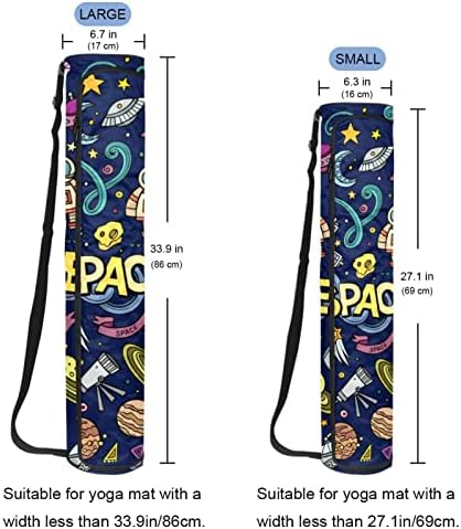 Вселенски симбол Doodles јога мат торби со целосна зипска торба за носење за жени мажи, вежбање јога мат носач со прилагодлива лента