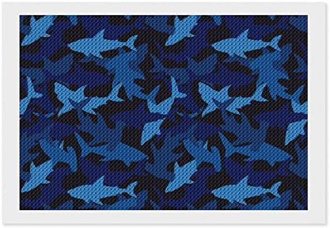 Сини камо ајкули Дијамантски комплети за сликање 5d DIY целосна вежба Rhinestone Arts Wallид декор за возрасни 8 x12