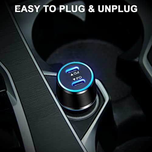 Елцо двојно USB C Car Carger Fast Charging 36W Type C Car Carger PD 3.0 Адаптер компатибилен со iPhone 14/13/12 Pro/Max/Mini/11/X/XS/XR/8/Plus,