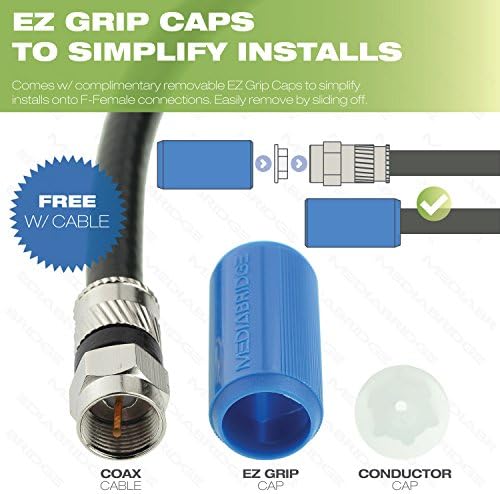 MediaBridge ™ Коаксијален кабел со F -Male конектори - Ultra Series - Tri Striged UL CL2 во inид со оценка RG6 Digital Audio/Video - Вклучува отстранливи капачиња за зафаќање на EZ