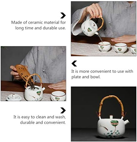 Производител на кафе со стакло од хемотон кинески чајник кунг фу чајник 230 мл керамички чајник со бамбус рачка преносен порцелански