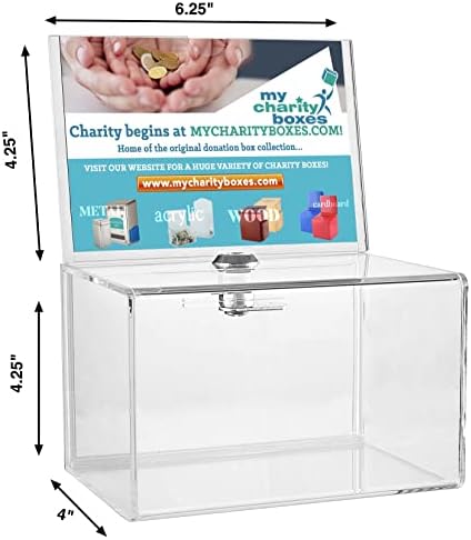 My Charity Boxes Inc. MCB - Clear Collection Collection Collection Collection со заклучување - мала - со 4-6 дисплеј