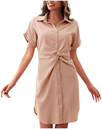 Nokmopo женски фустани случајни модни кратки ракави V-вратот чипка лето краток фустан