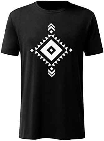 Zdfer Tshirts за мажи со кратки ракави екипаж за вежбање на мускули за вежбање Атлетски маички летни обични етнички стил печатење