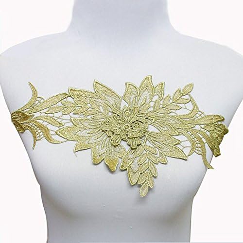 3Д цветни лисја од злато металик трим чипка за залепен вез за везови за шиење на невестинска апликација за дизајн на DIY T1612