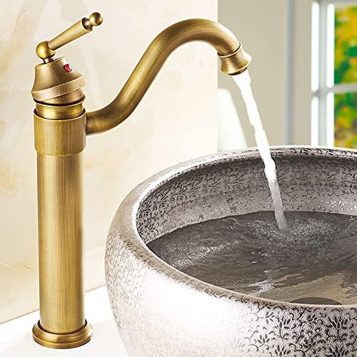 Biaoteng Gold Basin Faucet, гроздобер месинг бања мијалник, тапа за бања за мијалник 1 дупка злато, месинг бања тапа со единечна