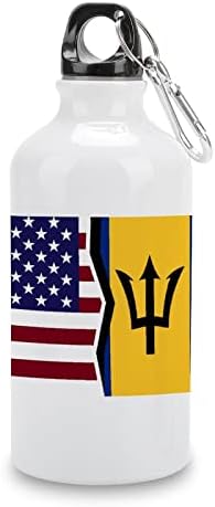 Американско и Барбадос знаме за спортско шише со шише со вода што може да се употреби со алуминиумско изолирано кригла за отворено