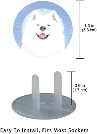 Електричен излез опфаќа 12 пакувања, пластични приклучоци опфаќа безбедносни капачиња за заштитник на штекерот - слатко бело пријатно куче светло