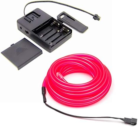 1 -пакет 5M/16.4ft Pink Neon LED светлосен сјај ел жица - дебелина од 2,3 мм - напојувана од 6V преносен - 4AAA - звук активен -