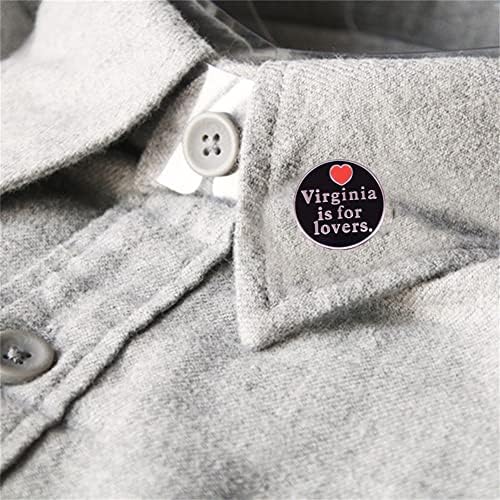 Вирџинија е за loversубовници тркалезни брошучни игла симпатична ретро брош лап -лап -значка накит за капа облека ранец ранец