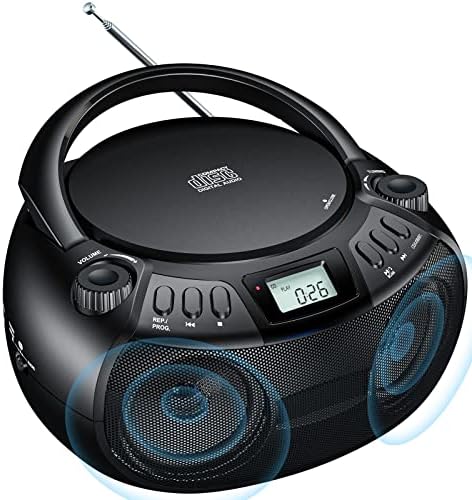 Gueray CD Player Portable Boombox со Bluetooth AM/FM Radio USB Port Portable CD Player Stereo Sound Sounder MP3 репродукција